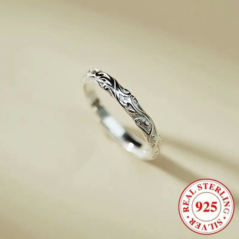 925 Silver Pattern Ring for Women's Daily Casual Party Jewelry